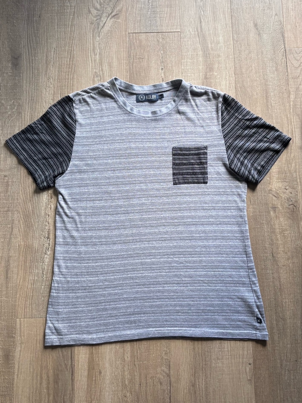 Kolby Gray Striped Men's Shirt with Black Sleeves